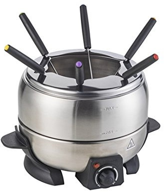 BRANDANI Techno Collection Fonduta Elettrica W/6 Forchette Pa/Acciaio Inox, Acciaio Inox, Metallico, Taglia Unica