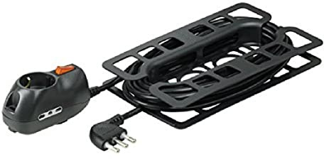 BTicino 3633GB Prolunga Domestica BTRE 2 P+T, 3 x 1.5 mmq, 2 Prese Bipasso 10/16A e 1 Presa Tedesca P30, Interruttore Luminoso, 3 m, Antracite