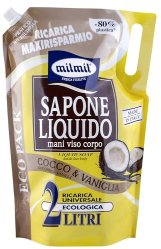 Milmil - Sapone Liquido, Cocco & Vaniglia, 2 l