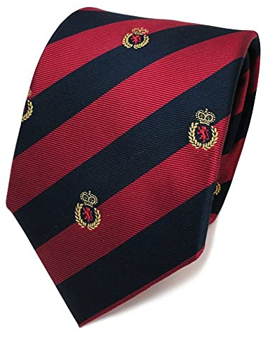 TigerTie Designer Cravatta in seta - rosso blu royal oro striato stemma - Cravatta in seta