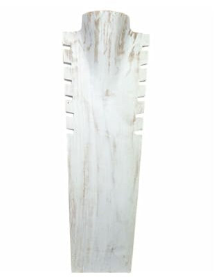 Büste Etagere Halsketten gewelltem aus Holz massiv weiß gekalkt H50 cm