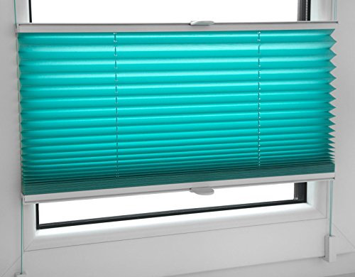 PLISSEE FALTROLLO 35x150 cm TÜRKIS INKL. KLEMMTRÄGER JALOUSIE - MEGA AUSWAHL IM SHOP - 80 BREITEN - 12 FARBEN