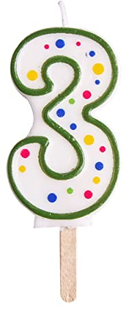 PME Cake Green Polka Dot Birthday Candle | Number 3 Large Size