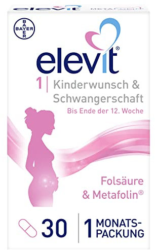 Elevit 1 - Folsäure hochdosiert - Kinderwunsch- und Schwangerschaftsvitamine - 20 Vitamine und Mineralstoffe für die Entwicklung des Babys - 1 x 30 Tabletten