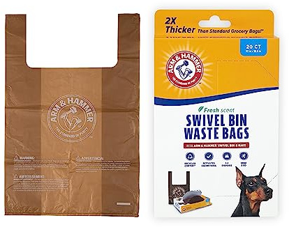 Arm & Hammer Heavy Duty Pet Waste Bags for Swivel Bin & Rake Dog Pooper Scooper, 20 Count Refill Bags (Packaging May Vary)