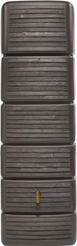 4rain Slim Wood Decor Regentonne 330 Liter Darkwood - Wandtank, Wassertank, Fass, Regenfass, Regenwassertonne, Regenwassertank, Wasserbehälter, Wassertonne, Wasserfass, Wassertonnen für Garten