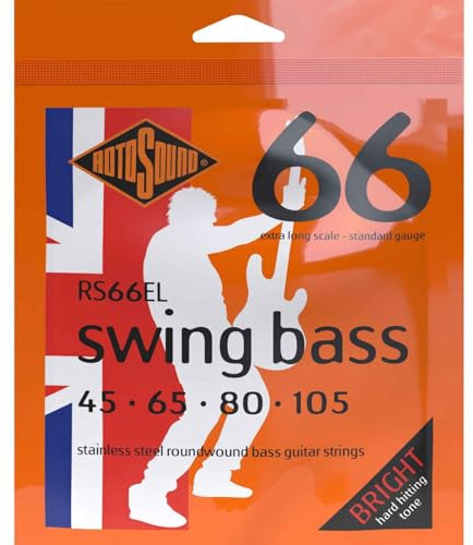 Rotosound Strings for Electric Bass SWING 66 STAINLESS SETS 4-string RS66EL EX-LONG SCALE Stainless Standard 45-105