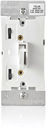 Leviton Toggle Slide Dimmer Switch for Dimmable LED, Halogen and Incandescent Bulbs, TSL06-1LW, White