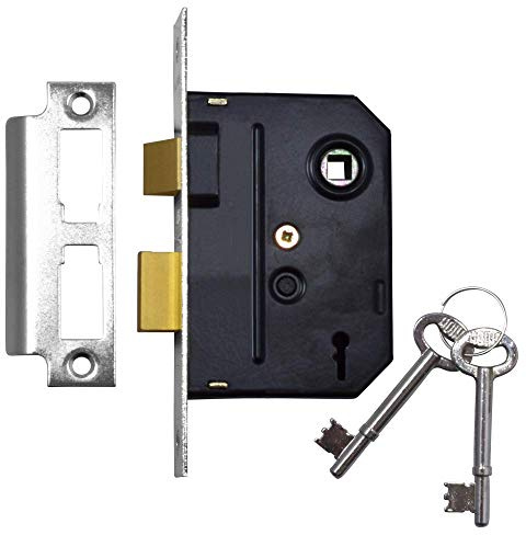 Union Locks 2295 2-Lever Mortice Sash-Lock 76mm - Chrome Finish (Visi Pack)