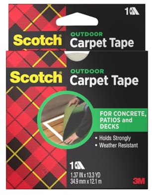 3M Scotch Double-Sided Carpet Tape 1.3 in x 40 ft – Heavy Duty Indoor/Outdoor Rug Gripper for Hardwood, Vinyl, Tile & Concrete Floors – Non-Slip Adhesive for Area Rugs and Mats