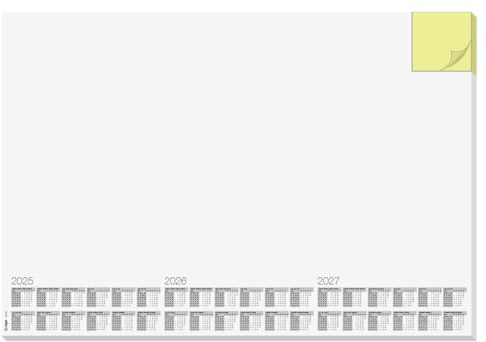 SIGEL HO490 Sous-main en papier, calendriers sur 3 ans, blanc avec bloc notes jaune intégré, A2 (59, 5 x 41 cm), blanc et jaune, 30 feuilles