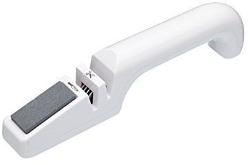 KitchenCraft Kitchen Knife Sharpener with Scissor Sharpening Tool, Easy to Use 3 in 1 Design, 22 x 3 x 4.5 cm, White