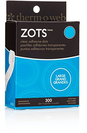 Thermoweb Zots Clear Adhesive Dots, Large, 1/2-Inch-by-1/64-Inch Thick, 300-Pack