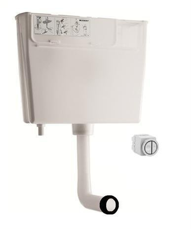 Geberit Low Height Concealed Cistern, Dual Flush, White | Pneumatic button, furniture installation, floor standing WC pans, bottom left water connection
