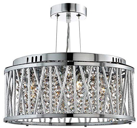 Searchlight 8333-3CC Elise 3 Light Ceiling Pendant Light in Chrome with Crystal Droplets