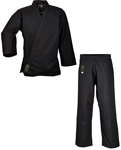 Ju-Sports SV Premium Ju-Jutsu Anzug Ronin Schwarz 200 I Superleichter Jujutsu Anzug für Erwachsene I BJJ Gi Herren mit eingesticktem Kanji-Zeichen I 100% Baumwolle