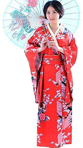 Botanmu Women's Kimono Robe Japanese Dress Photography Cosplay Costume 5 Colors (rojo)