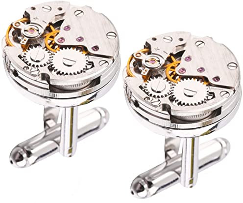 TallerHeels Cufflinks Deluxe Mechanical Watch Style Steampunk Vintage Box