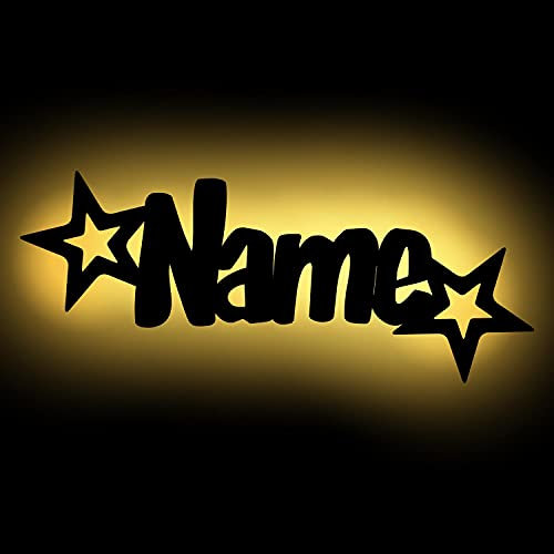 Led Möbel Nacht-Lichter Lampe Stern-Funkeln mit individuell-em Name-n Personalisiert-e Baby Geschenk-e zur Taufe Geburt Kommunion DIY Set optional