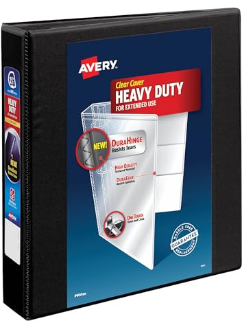 Avery Heavy-Duty 1.5 Inch Binders 3 Ring, View Binder, 1.5 Inch EZD Ring, Black, Sturdy (79695)