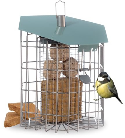 The Nuttery Hexihaus Squirrel Proof Bird Feeder – Pigeon Resistant Metal Cage Feeder – Fat Ball & Suet Feeder for Wild Birds – Large Capacity Hanging Garden Bird Feeder – Easy Fill & Clean