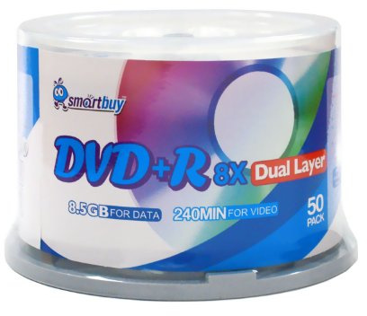 Smart Buy 50 Pack DVD Plus R DVD+r Dl 8.5gb 8X Dual Layer Blank 50 Discs