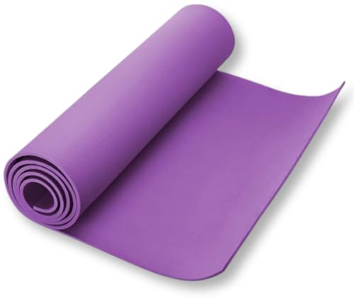 Kemket Yogamatte für Fitness und Training, rutschfeste Matte, 10 & 15 mm, hohe Dichte, reißfeste Gymnastikmatte mit Tragegurt, violett, 10 mm