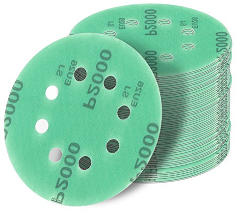 50 Stück 125 mm Exzenter Schleifscheiben P2000 Körnung, 8 Loch, green Film, Haft Klett Schleifpapier