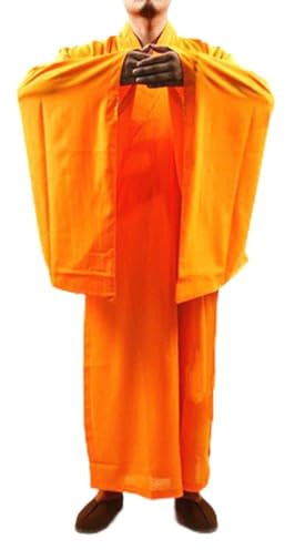 DOREKIN Buddhist Shaolin Monk Kung fu Robe Meditation Long Gown Suit yellow L