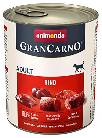 Animonda GranCarno Hundefutter, Nassfutter für erwachsene Hunde, Rindfleisch pur, 800g