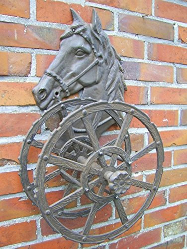 DR-446 Schlauchrolle/Schlauchhalter Pferd Gusseisen Antik Stil Pferdehof