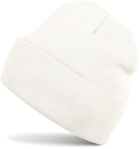 styleBREAKER Kinder Beanie Strickmütze mit breiter Krempe, Feinstrick Mütze doppelt gestrickt, Kindermütze 2-5 Jahre 04024030, Farbe:Weiß (Creme-Weiß)