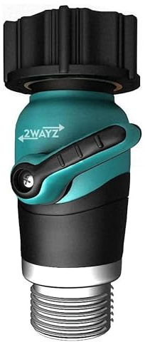2WAYZ Heavy Duty Garden Hose Connector with On/Off Switch - Water Flow Control Adapter for Outdoor Use - Durable Brass Fitting with Hose Valve Shut-Off Handle for Quick Adjustments