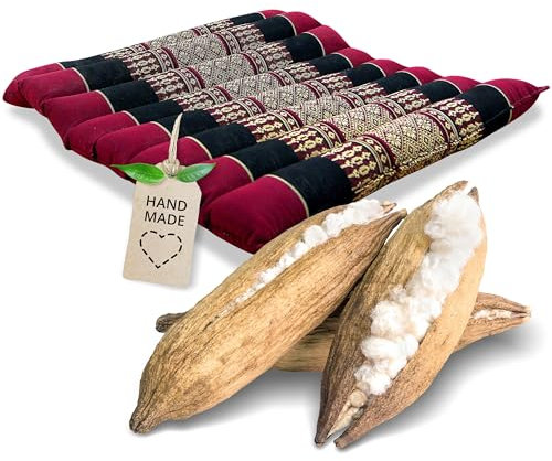 livasia Sitzkissen Stuhlauflage klein - 35x35x4,5cm - Bodenkissen gesteppt Indoor/Outdoor, Meditationskissen Yogakissen, Stuhlauflage Palettenmöbel, Steppkissen für Stuhl und Bank (Rot/Schwarz)