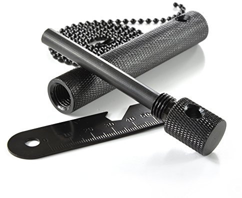 Ganzoo Feuerstahl, Feuerstein, Feuer-Starter, 5000 Zündungen, Magnesium 8mm, Survival EDC Tool mit Aluminium-Hülle, Outdoor Ausrüstung, Camping Multitool, Feuer Machen, Farbe Schwarz