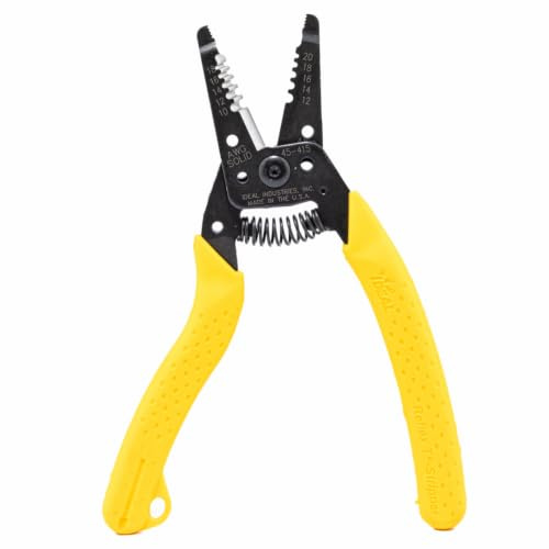 IDEAL Electrical 45-415 Premium Reflex T-5 Stripper - 10-20 AWG, Wire Stripper, Plier Nose, Slide Lock, Textured Grips,Yellow