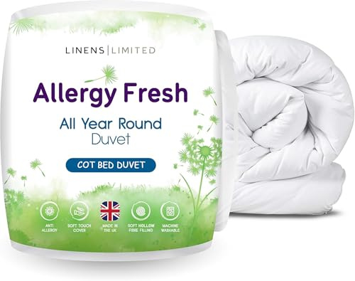 Linens Limited Baby Cot Bed Duvet Non Allergenic – Microfiber Cover with Hollowfibre Filling, Breathable Lightweight Toddler Duvet, 4.5 Tog Options, Machine Washable, Made in UK