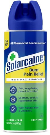 Solarcaine Aloe Sunburn Relief Spray with 4% Lidocaine - After Sun Care Relief for Burns, Scrapes & Itch - Aloe Spray to Soothe, Cool & Replenish Skin - 4oz
