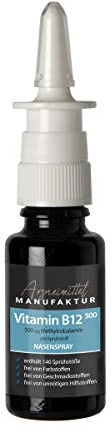 Vitamin B12 Nasenspray Vegan Hochdosiert 500µg Methylcobalamin 7 Wo. Bedarf - Entwickelt in deutscher Apotheke - alkoholfrei ohne Zucker geeignet für Schwangere&Kinder