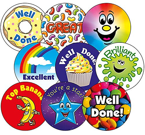 450 Mixed Scented Motivational Childrens Pupils School Teachers Reward Stickers Value Pack 37mm Primary Teaching Services
