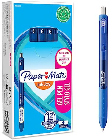 Paper Mate InkJoy bolígrafo de gel | punta media (0,7mm) | azul oscuro | caja de 12