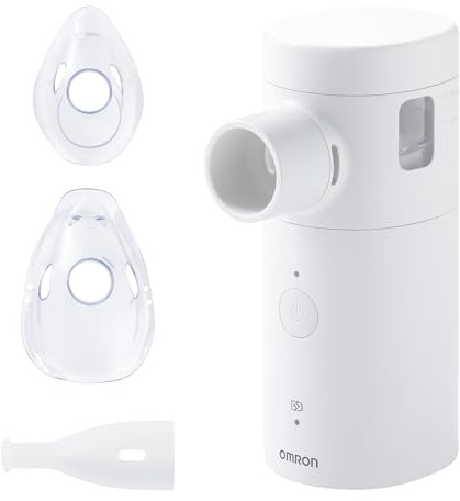 OMRON MicroAir Move Aerosol Mesh Portatile Silenzioso | Macchina Aerosol Adulti Bambini con Maschere e Boccaglio | Ricaricabile USB-C | Design Compatto per Casa e Viaggio