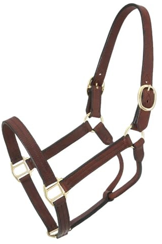 Tough 1 Royal King Leather Track Halter, Brown, Horse