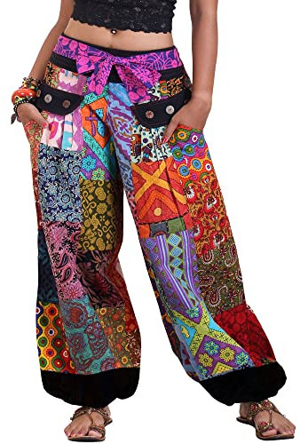 PRINCESS OF ASIA Strahlend Bunte Hippie Jeans Patchwork Hose Haremshose Aladinhose Pumphose für Damen & Herren
