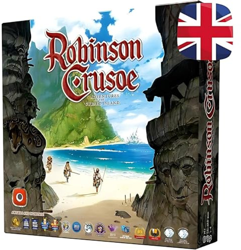 Portal Games, Robinson Crusoe: Adventures on The Cursed Island, Board Game, 1 to 4 Players, Ages 14+, 60 to 120 Minute Playing Time | Strategibrädspel, ett komplext kooperativt brädspel för 1 - 4 spelare, ålder 14+, med speltid på 60 - 120 min