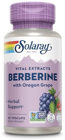 SOLARAY Berberine 250mg - Berberine Supplement for a Healthy, Active Lifestyle - with Berberine HCl from Indian Barberry Plus Oregon Grape - Vegan, Non-GMO, 60-Day Guarantee - 60 Servings, 60 VegCaps