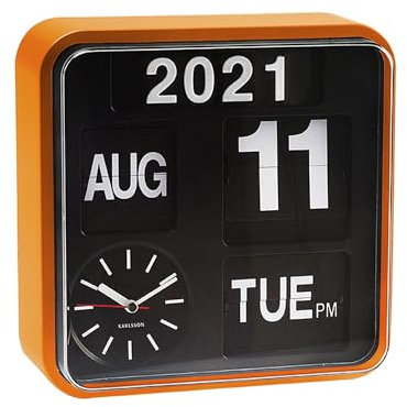 KARLSSON KA5364OR Wanduhr Mini Flip orange, Ziffernblatt schwarz