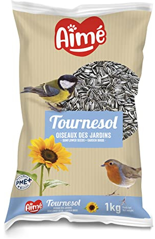 Aime - Nourriture pour oiseaux - Graines pour oiseaux du ciel et de Jardin - Graines de tournesol - Nourriture Respectueuse de l'environnement - Sac de 1 Kg