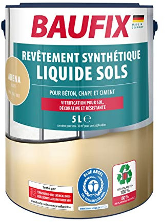 Baufix Pavimento di plastica liquida sabbia opaca, 5 litri, vernice per calcestruzzo e pavimento, traspirante per interni ed esterni, per cemento/massetto