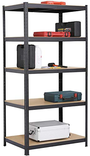 Yaheetech Heavy Duty 5 Tier Garage Shelving Units Metal Storage Shelves Shed Utility Rack,180cm x 90cm x 60cm,175KG Per Shelf,Black